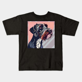 German Wirehaired Pointer in 70's Kids T-Shirt